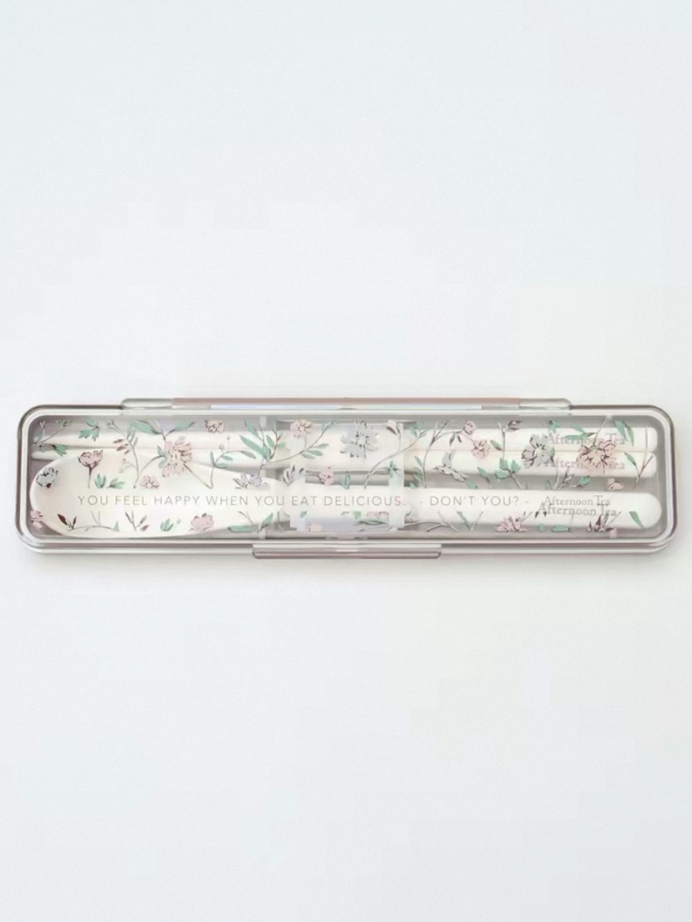 Japanese Afternoon Tea Cottage Travel Floral Case Spoon Chopsticks Utensils Set
